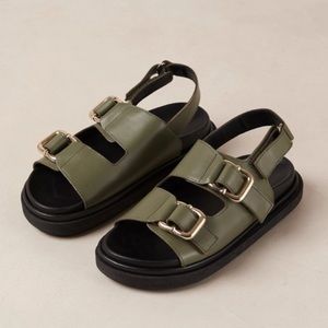 Harper - Green Leather Sandals